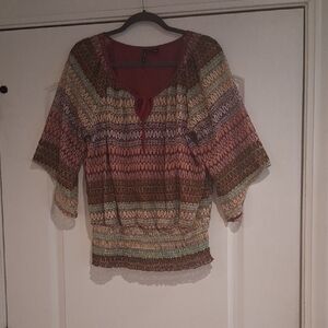New Directions Red and Gold Knit Top